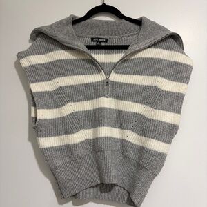 Steve Madden Women's Collared Neck Sweater in Gray and Cream